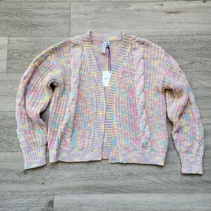 Grace + Karma Pink Sweater Womens Xs Small Multicolored Open Cardigan Nwt